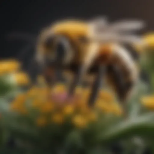 A close-up of a large bee on a flower, showcasing its intricate details and colors.