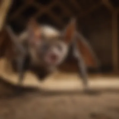 Close-up of bat in an attic