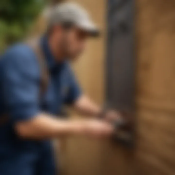 Professional pest control technician inspecting a property