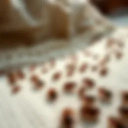 Close-up view of bed bugs on a mattress