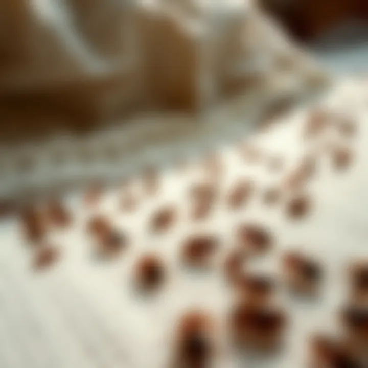 Close-up view of bed bugs on a mattress