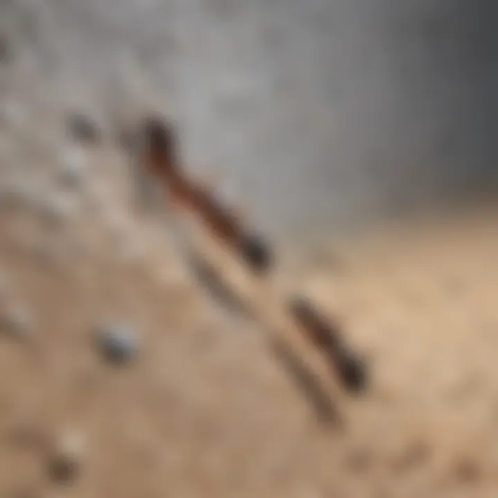 Ants crawling on exterior wall