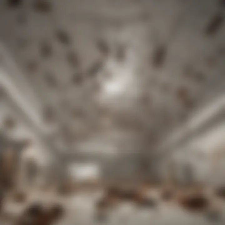 Ants navigating environmental challenges on the ceiling