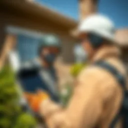 Pest control technician inspecting a residential property