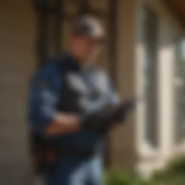 Arrow Pest Control Specialist Inspecting Home Exterior Arrow Pest Control Specialist Inspecting Home Exterior