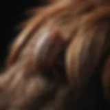 Close-up view of a tick on a dog's fur