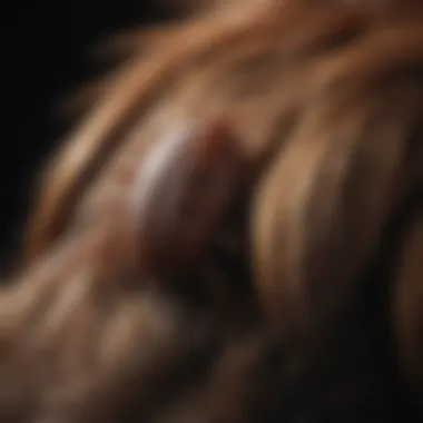 Close-up view of a tick on a dog's fur