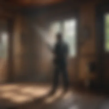 Exterminator inspecting property for pests
