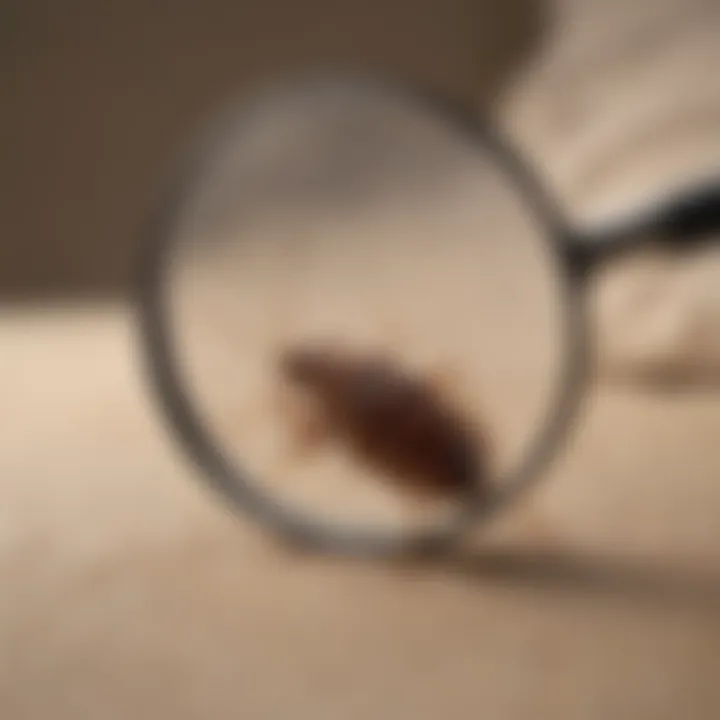 Illustration of bed bug identification process with magnifying glass