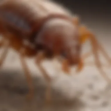 Artistic representation of a bed bug nymph undergoing molting process