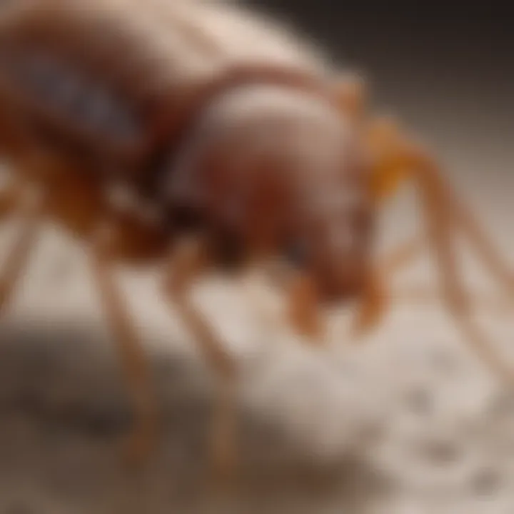 Artistic representation of a bed bug nymph undergoing molting process