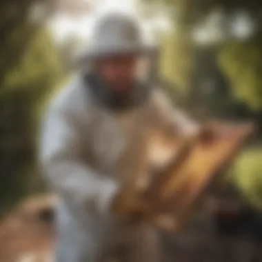 Skilled Beekeeper in Action Expert beekeeper conducting honey bee removal in Oakley