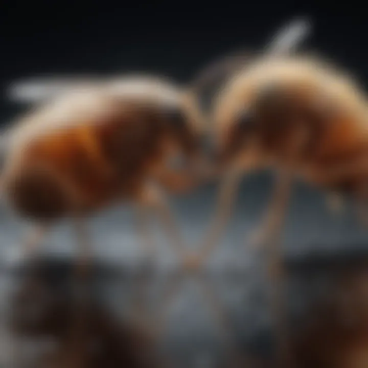 Close-up of fleas being eradicated by a powerful spray
