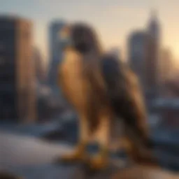 Birds of Prey Perching on Rooftop