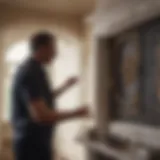 Pest control technician inspecting a residential property