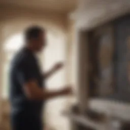 Pest control technician inspecting a residential property