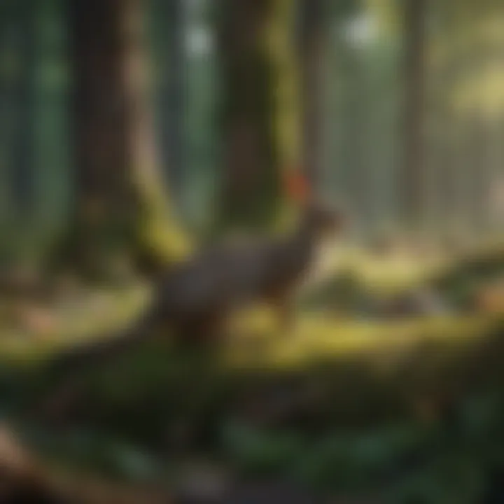 A tranquil scene depicting coexistence between wildlife and natural landscapes