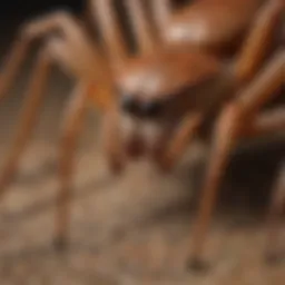 Brown Recluse Spider Feeding on Prey