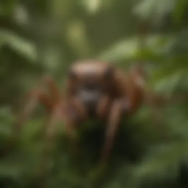 Mastery of Concealment: Brown Widow in Natural Habitat Brown Widow Spider Camouflaged Amongst Foliage