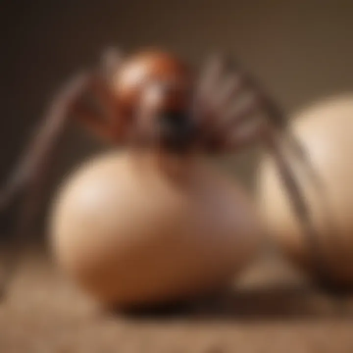Guardian of Offspring: Brown Widow's Maternal Care Brown Widow Spider Protecting its Egg Sac