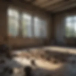 Aerial view of bug bomb residue lingering in a room