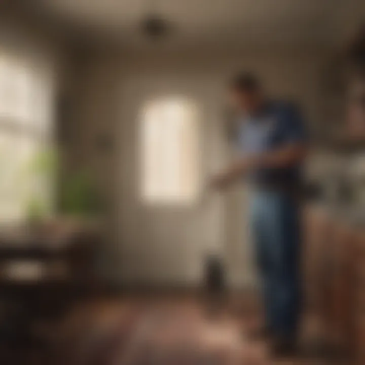 Technician inspecting a home for pest issues in Beaumont