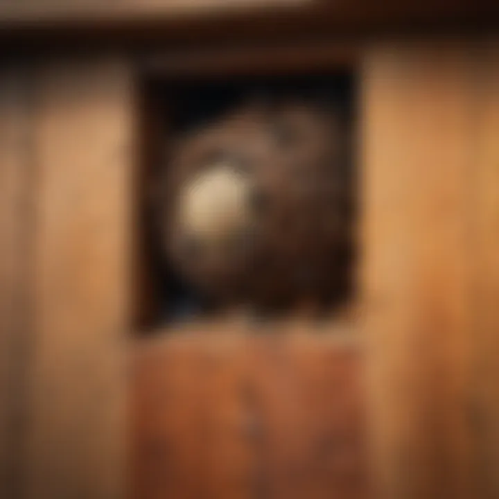 Close-up of carpenter bee nest in a wooden structure