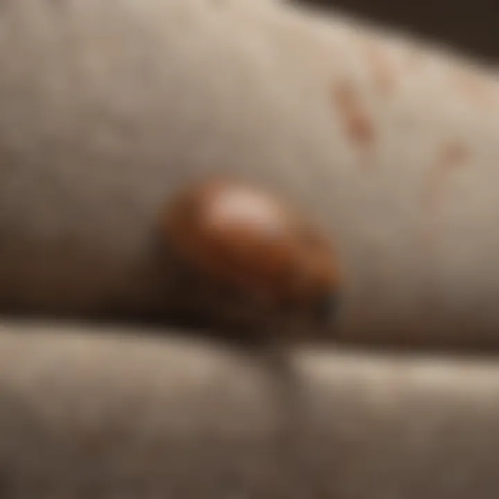 Carpet beetle damage on upholstery