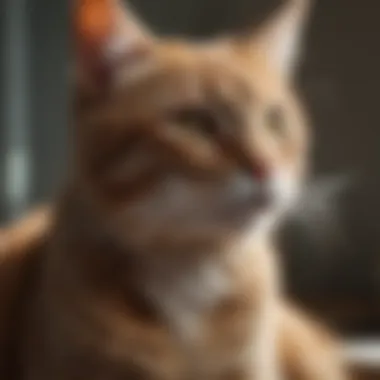 Tender Care Routine Cat owner gently applying waterless flea shampoo on their pet