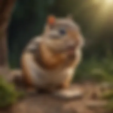 Visual representation of a chipmunk cautiously approaching a baited trap