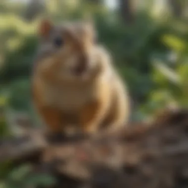 Chipmunk in garden landscape