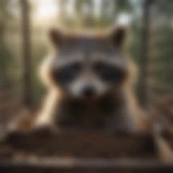 Illustration of a raccoon in a live trap