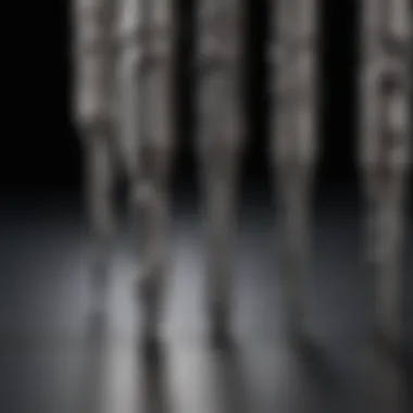 Close-up of high-quality drill bits for rotary hammer drill