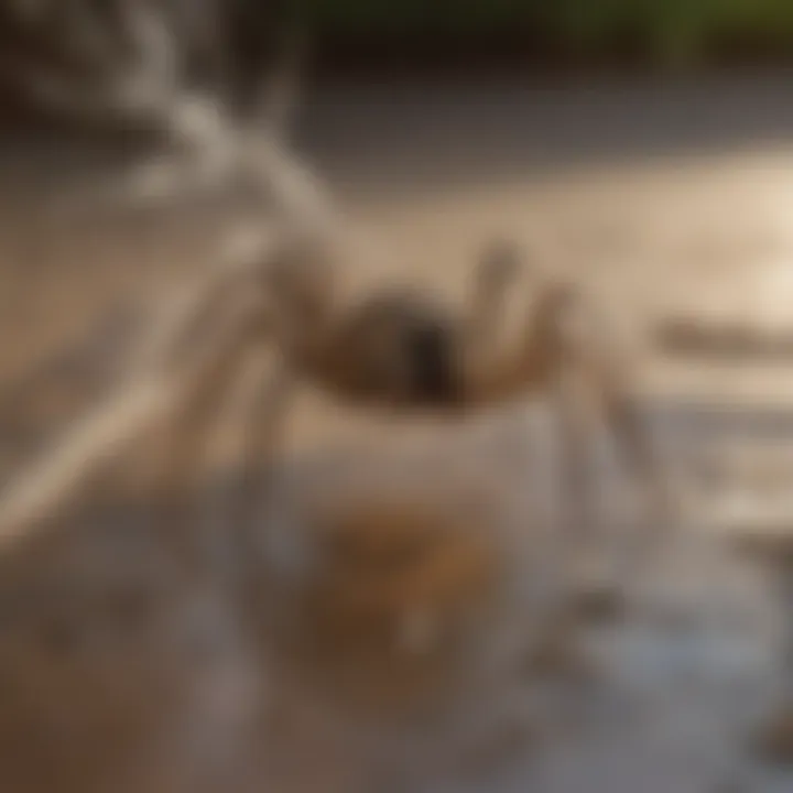 Spider Control with Sticky Traps Close-up of spider caught in sticky trap