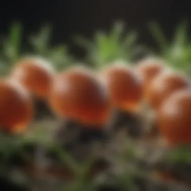 Macro shot capturing the lifecycle of clover mite eggs