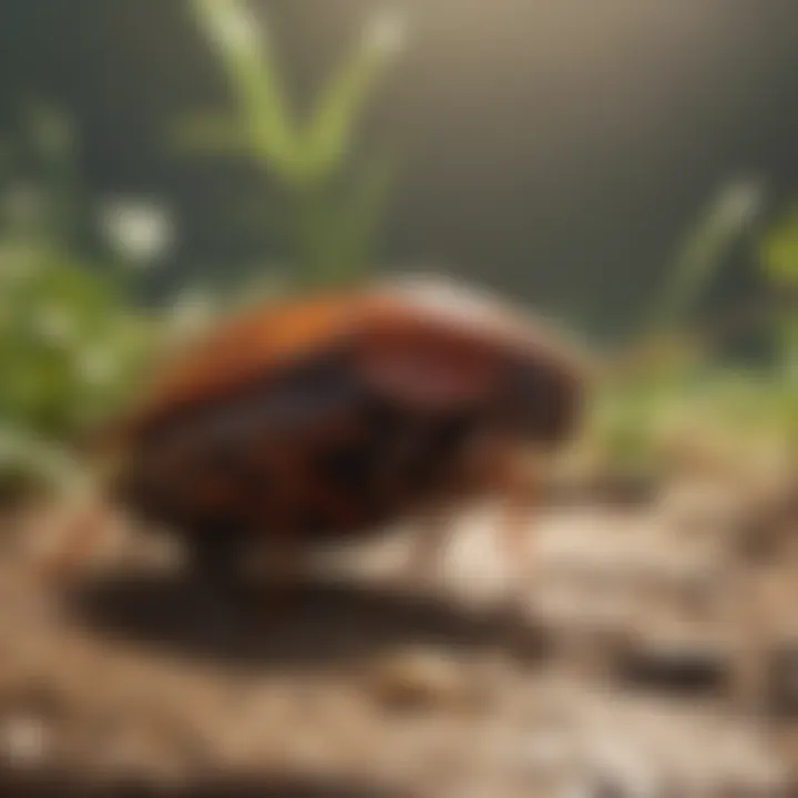 Illustration depicting the biology of cockroaches and their habitat.