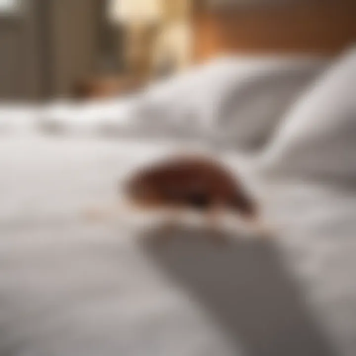 Pest control professional applying cold treatment in a bedroom