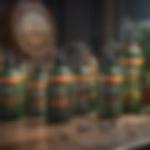 An array of pest control products with Bug B Gone prominently displayed