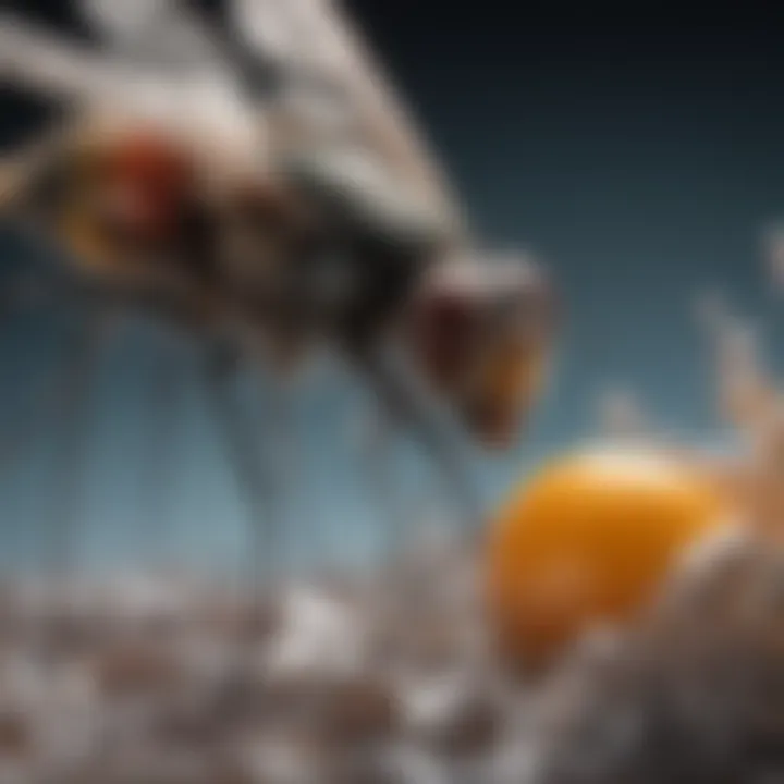 Fly feeding on sugary liquid spill