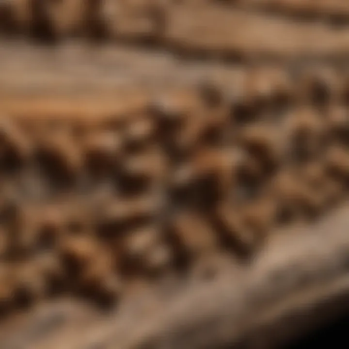 Close-up view of treebark termite product application on wood surfaces