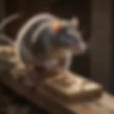 Properly Securing Bait Blocks An illustration depicting a rat being deterred by a properly secured bait block in a residential setting