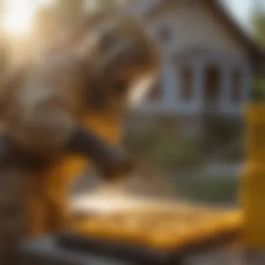 Professional bee removal equipment being used at a residential property