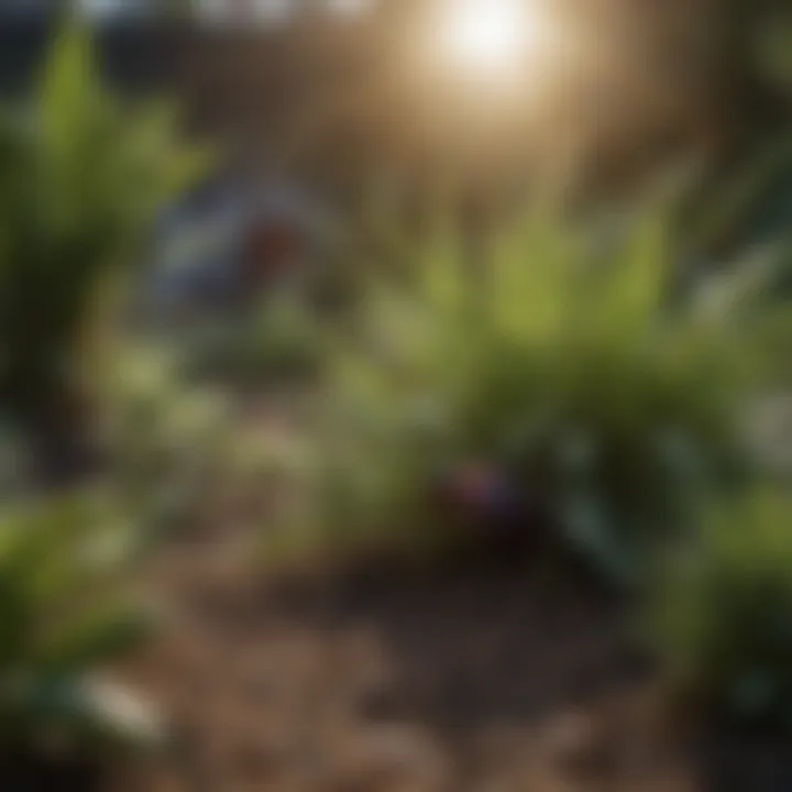 Close-up of natural repellent plants in a backyard