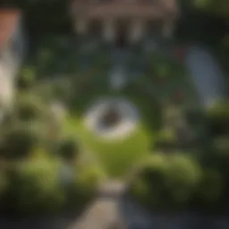 Aerial view of a well-maintained residential garden