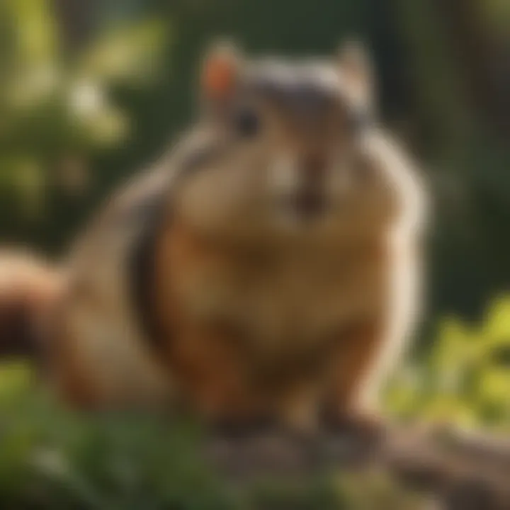 Chipmunk in garden setting