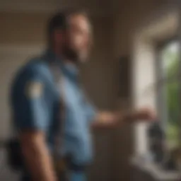 Illustration of Pest Control Technician Inspecting Residential Property