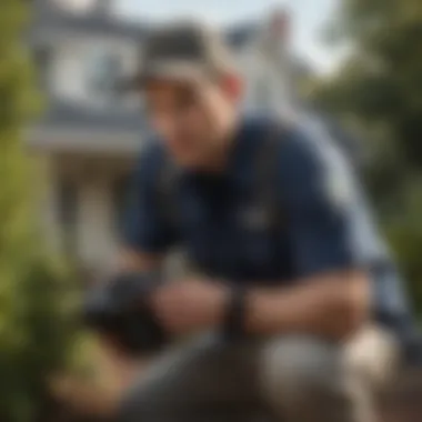 Professional pest control technician inspecting a property