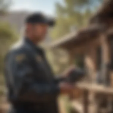 Close-up of pest exterminator inspecting property in Vail