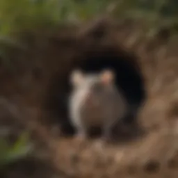 Rodent burrow under lawn