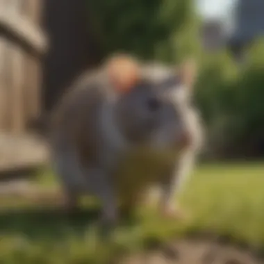 Exterminator inspecting lawn for rats
